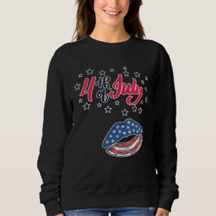 4th Of July Independence Day Kiss Lips American Fl Sweatshirt