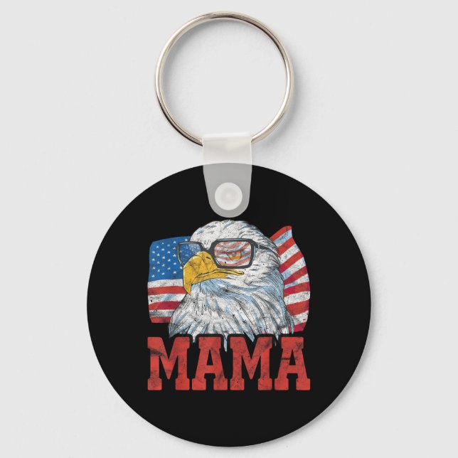 4th of July Independence Day MAMA USA Flag Keychain (Front)