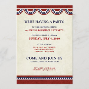 4th of July Independence Day   Party Invitations
