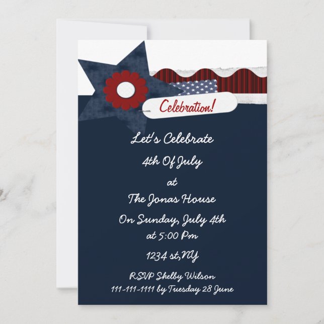4th of july independence day party invites (Front)