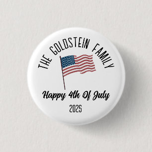 4th of July Independence Day Personalized Name 1 Inch Round Button