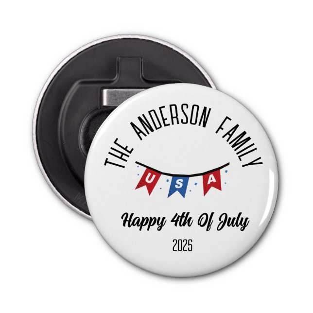 4th of July Independence Day Personalized Name Bottle Opener (Front)