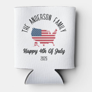 4th of July Independence Day Personalized Name Can Cooler