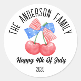 4th of July Independence Day Personalized Name Classic Round Sticker