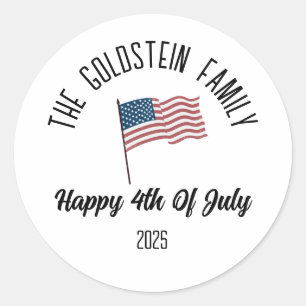 4th of July Independence Day Personalized Name Classic Round Sticker