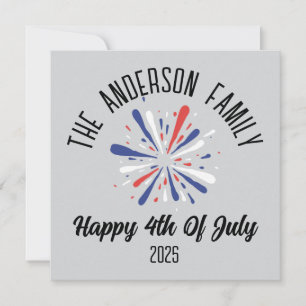 4th of July Independence Day Personalized Name Holiday Card