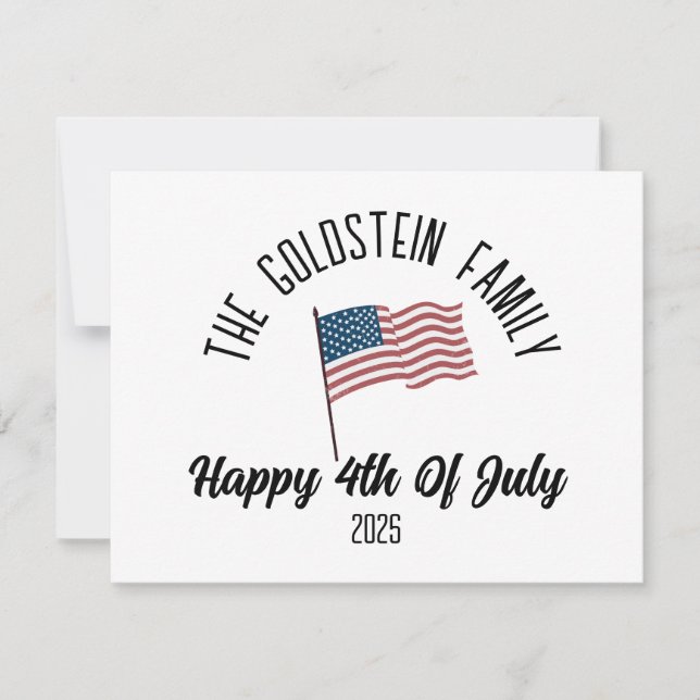 4th of July Independence Day Personalized Name Holiday Card (Front)