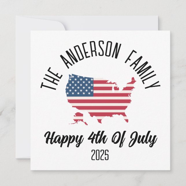 4th of July Independence Day Personalized Name Holiday Card (Front)