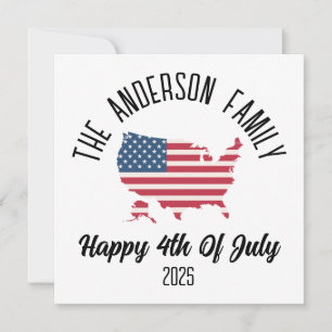 4th of July Independence Day Personalized Name Holiday Card
