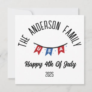 4th of July Independence Day Personalized Name Holiday Card