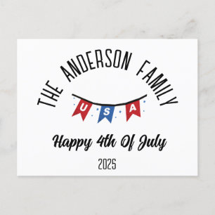 4th of July Independence Day Personalized Name Holiday Postcard