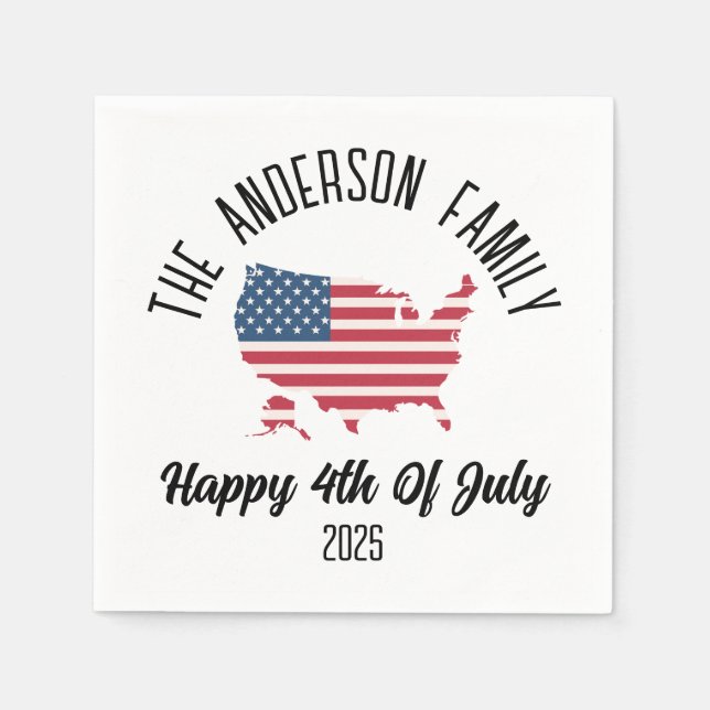 4th of July Independence Day Personalized Name Napkin (Front)