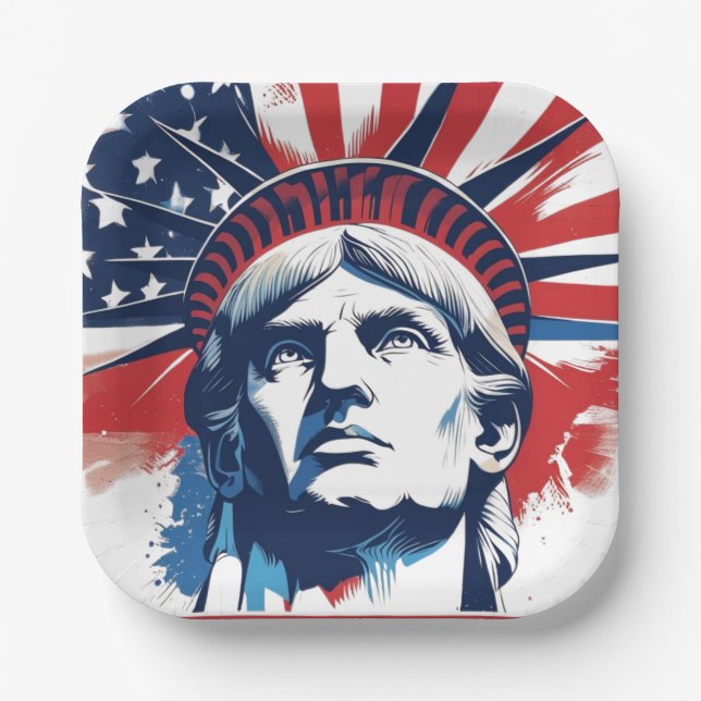 4th of July Independence Day Spirit Paper Plate (Front)