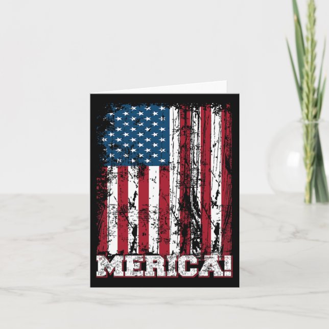 4th Of July Independence Day Us American Flag Patr Card (Front)