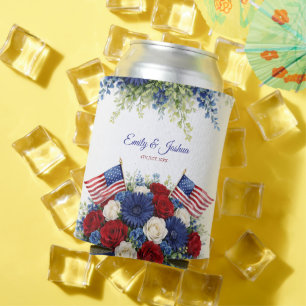 4th of July Independence Day Wedding Can Cooler