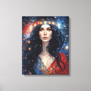 4th of July Independence Day Woman Red White Blue  Canvas Print