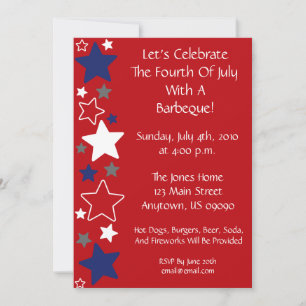 4th Of July Invitation (Red White And Blue Stars)