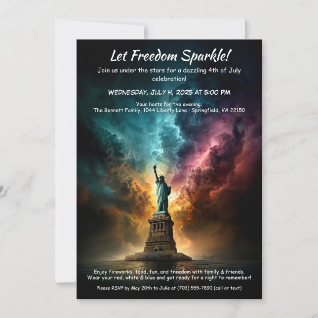 4th of July Invitation – Statue of Liberty  (Front)