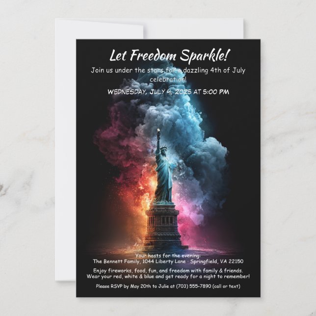 4th of July Invitation – Statue of Liberty  (Front)