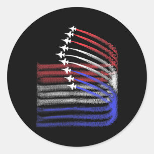 4th Of July Jet American Flag Patriotic Usa For Me Classic Round Sticker
