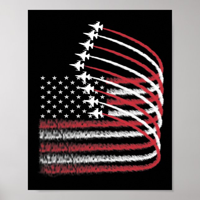 4th Of July Jet American Flag Patriotic Usa For Me Poster (Front)