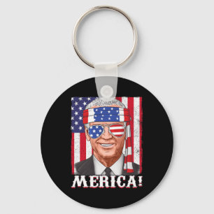 4th Of July Joe Biden Merica USA Flag  Keychain