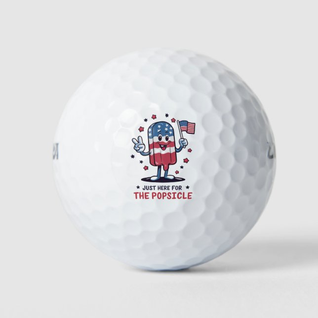 4th Of July Just Here For The Popsicle Patriotic Golf Balls (Front)