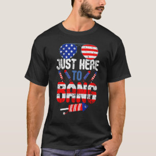 4th Of July Just Here To Bang Funny USA Flag Sungl T-Shirt