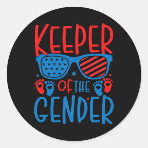 4th Of July Keeper Of The Gender Reveal Byby Classic Round Sticker