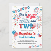 4th of July Kid Girl 2nd Birthday Party Smile Face