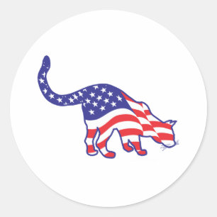 4th of July Kitty Cats Classic Round Sticker