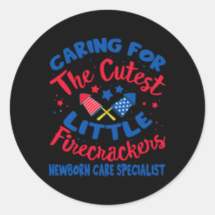 4Th Of July Labour And Delivery Nurse Newborn Care Classic Round Sticker