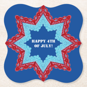 4th of July Lace Red White Blue    Paper Coaster