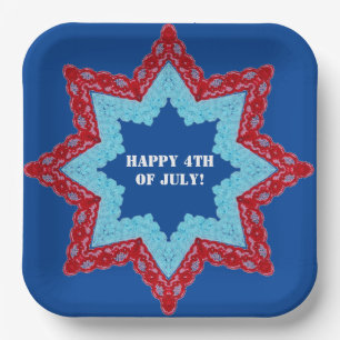 4th of July Lace Red White Blue  Paper Plate