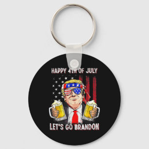 4th Of July Let's Go Beer Brandon Trump Beer Ameri Keychain