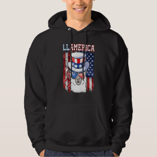 4th Of July Llamerica Patriotic  Llama Usa Flag Hoodie