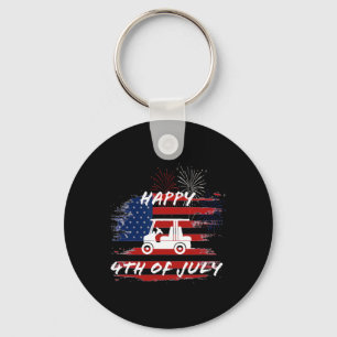 4th Of July Looping Parade Holiday Golf Cart Ameri Keychain