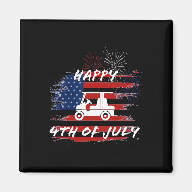 4th Of July Looping Parade Holiday Golf Cart Ameri Magnet (Front)
