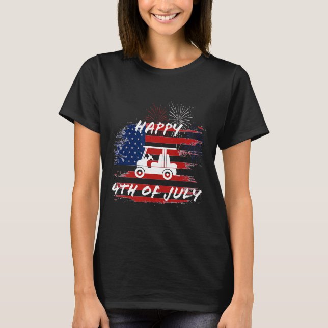 4th Of July Looping Parade Holiday Golf Cart Ameri T-Shirt (Front)
