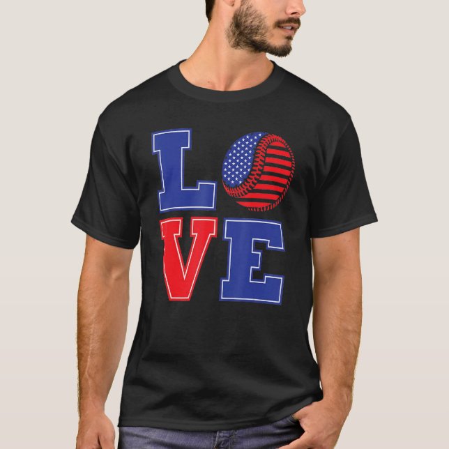 4th of July Love Baseball T-Shirt (Front)