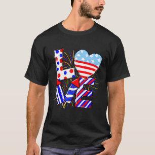 4th Of July Love Patriotic American Flag Men Women T-Shirt