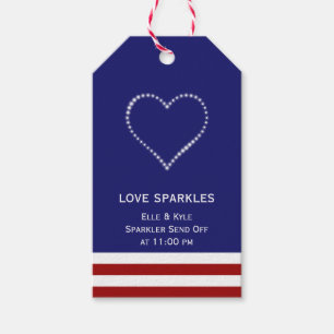 4th of July Love Sparkles Heart Gift Tags