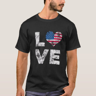 4th Of July Love Usa Vintage American Patriot Flag T-Shirt