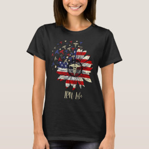 4th Of July Lpn Life Nurse Crew Sunflower American T-Shirt