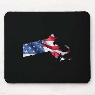 4th Of July Machusetts State American Flag Red Whi Mouse Pad