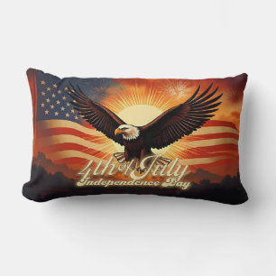 4th of July – Majestic Eagle & Fireworks Tribute🦅 Lumbar Pillow