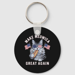 4th Of July Make Meowica Great Again Funny Patriot Keychain