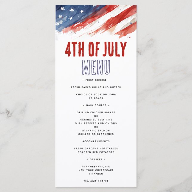 4th of July Menu Card (Front)