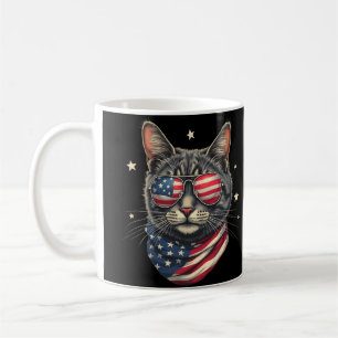 4th of July Meowica American Flag Cat Coffee Mug