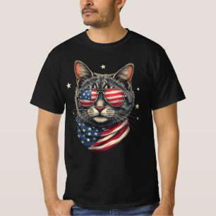 4th of July Meowica American Flag Cat T-Shirt